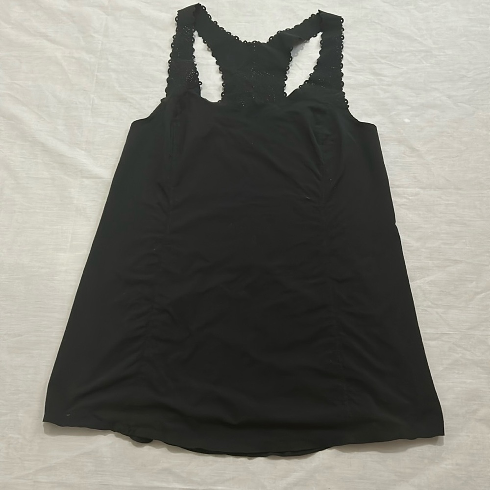 Black Lululemon Tank Top with Peacock Design